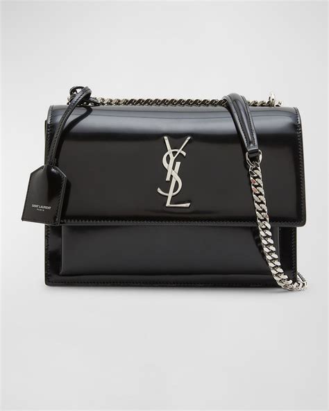 saint laurent patent leather bag|medium sunset leather shoulder bag.